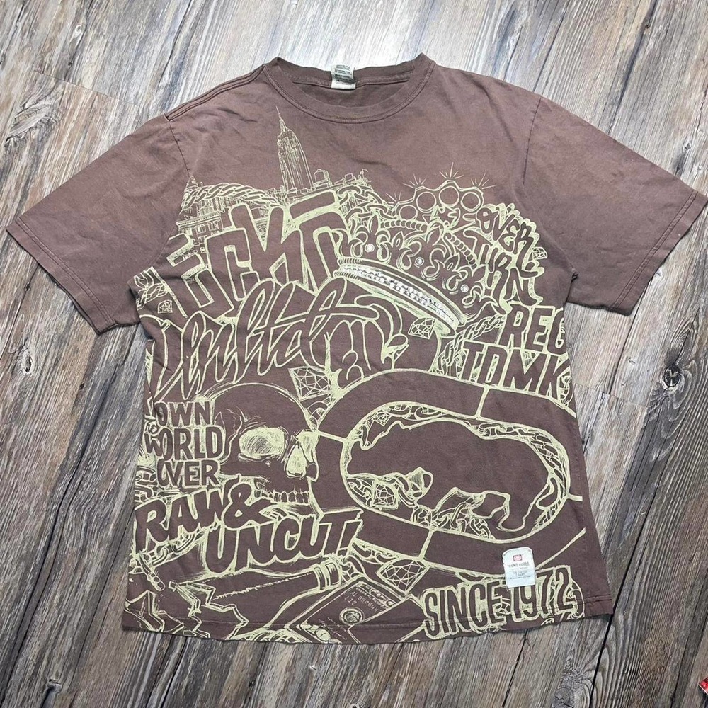 Cool 00's ECHO UNLMTD Graffiti Grunge Skater Graphic T-Shirt